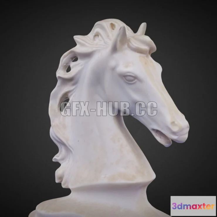 1181866 - PBR Game 3D Model - 03- Classical horse head sculpture
