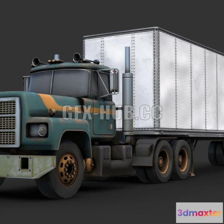 1181898 - PBR Game 3D Model - 1980s Semi Truck
