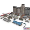 1526522 - PBR Game 3D Models - Pack Old Industrial And Office Buildings 3D Max