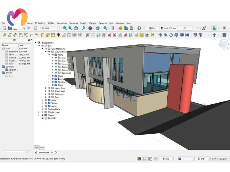 A free 3D modeling program with parametric CAD features is called FreeCAD.