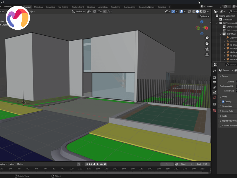 Blender is a 3D modeling program that offers extensive production features.