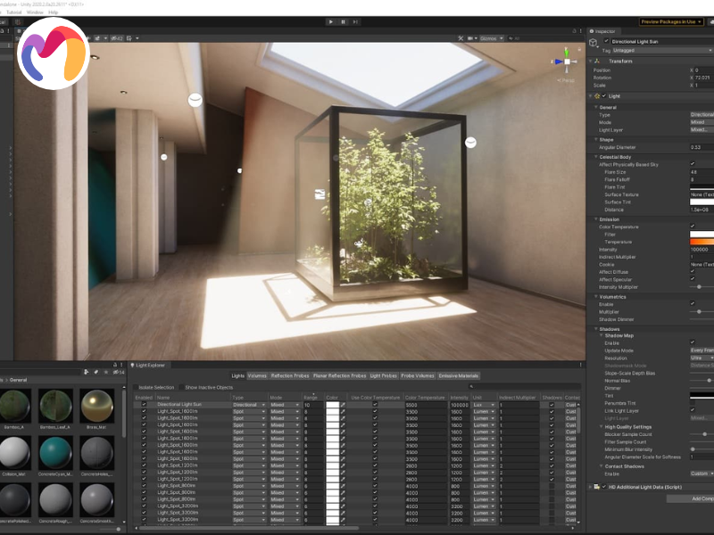 A real-time 3D engine architecture is established by the 3D modeling program Unity.