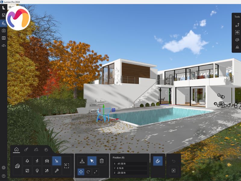The user-friendly 3D rendering program Lumion was created especially for architectural visualization.