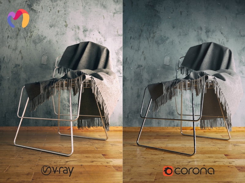 Different photorealistic visualization techniques are revealed by comparing the 3D rendering of V-Ray and Corona engines.