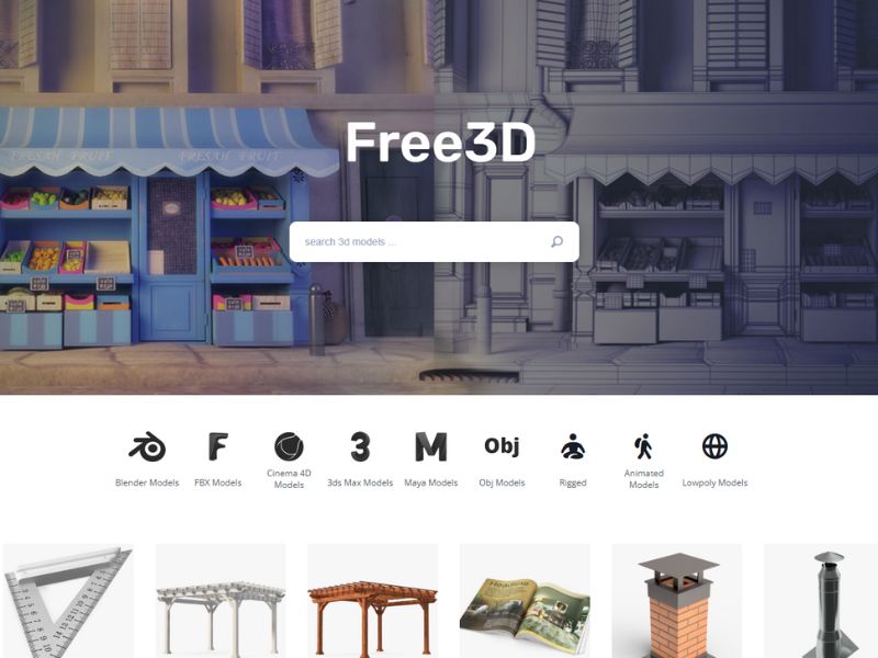 Free3D creates an organized database with more than 17,000 complementary models.