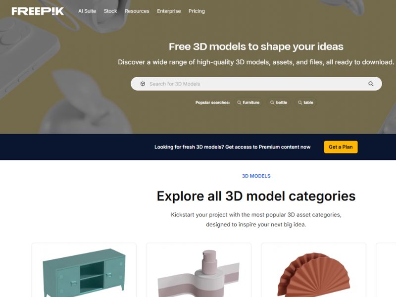 Freepik 3D Models provides extensive collections of digital assets related to automobiles.