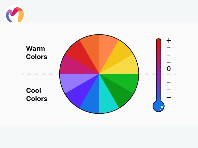 Color temperature determines whether hues appear warm or cool