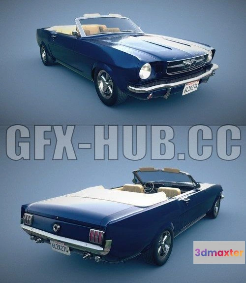 1181884 - PBR Game 3D Model - 1965 Ford Mustang Convertible