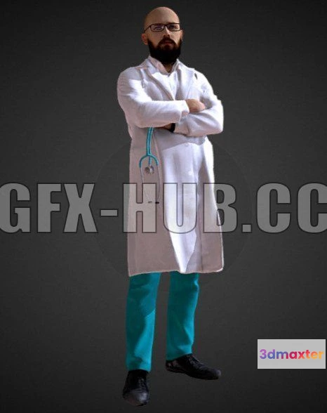 1181940 - PBR Game 3D Model - 3D Scan Man Doctor 026