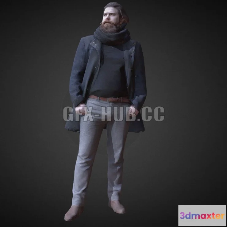 1181944 - PBR Game 3D Model - 3D Scan Man Winter 002