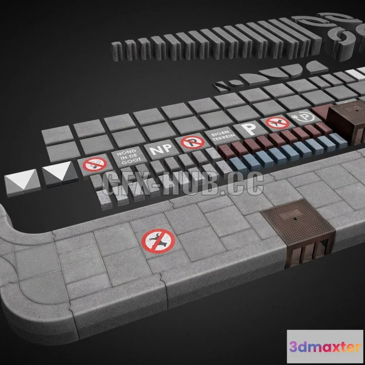 1181954 - PBR Game 3D Model - 3D Sidewalk Collection Kit