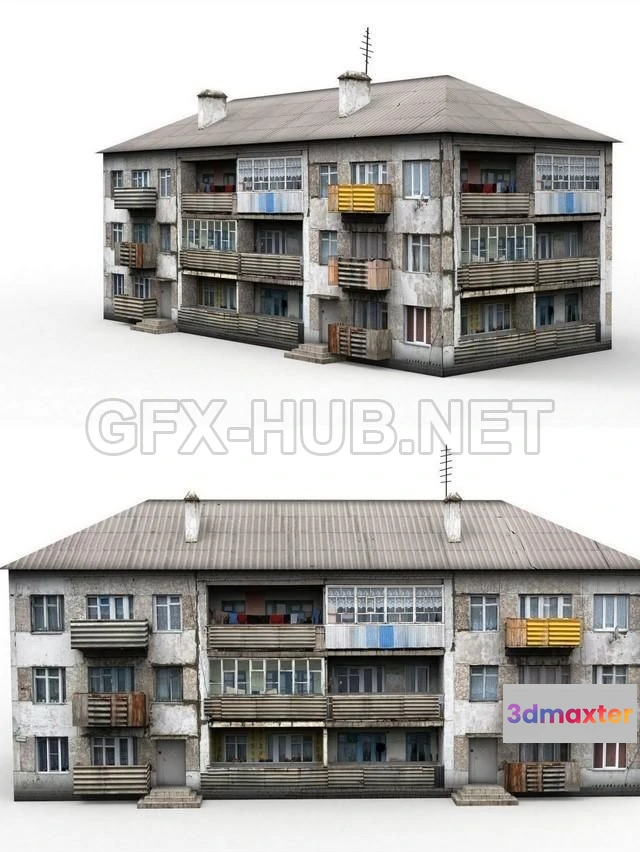 1181956 - PBR Game 3D Model - 3D Three-storey house