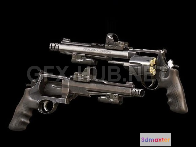 1181964 - PBR Game 3D Model - 500 Magnum Custom Revolver