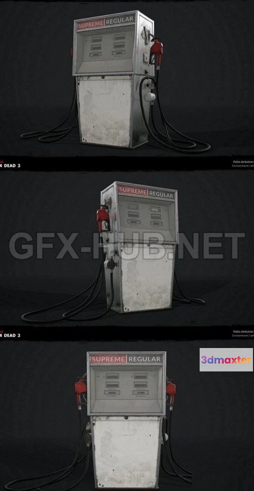 1181966 - PBR Game 3D Model - 70s Gas Pump