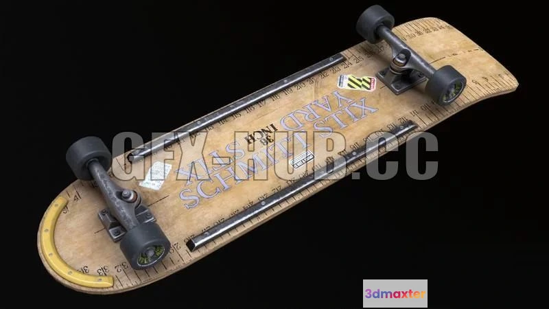 1181968 - PBR Game 3D Model - 80s Skateboard
