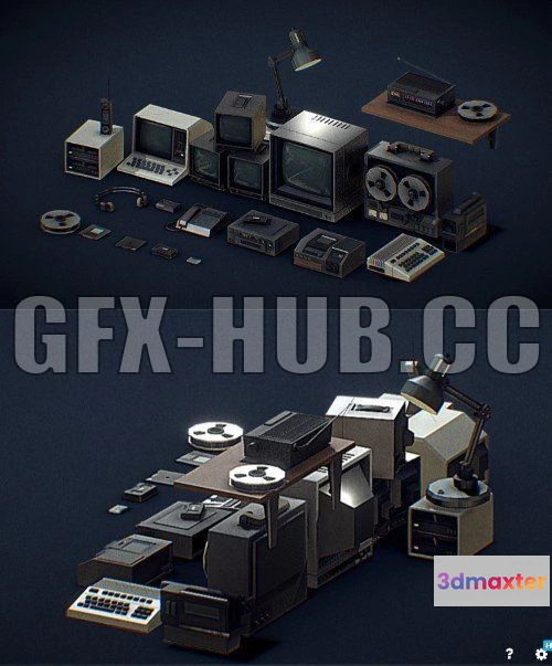 1181970 - PBR Game 3D Model - 80s Tech Pack