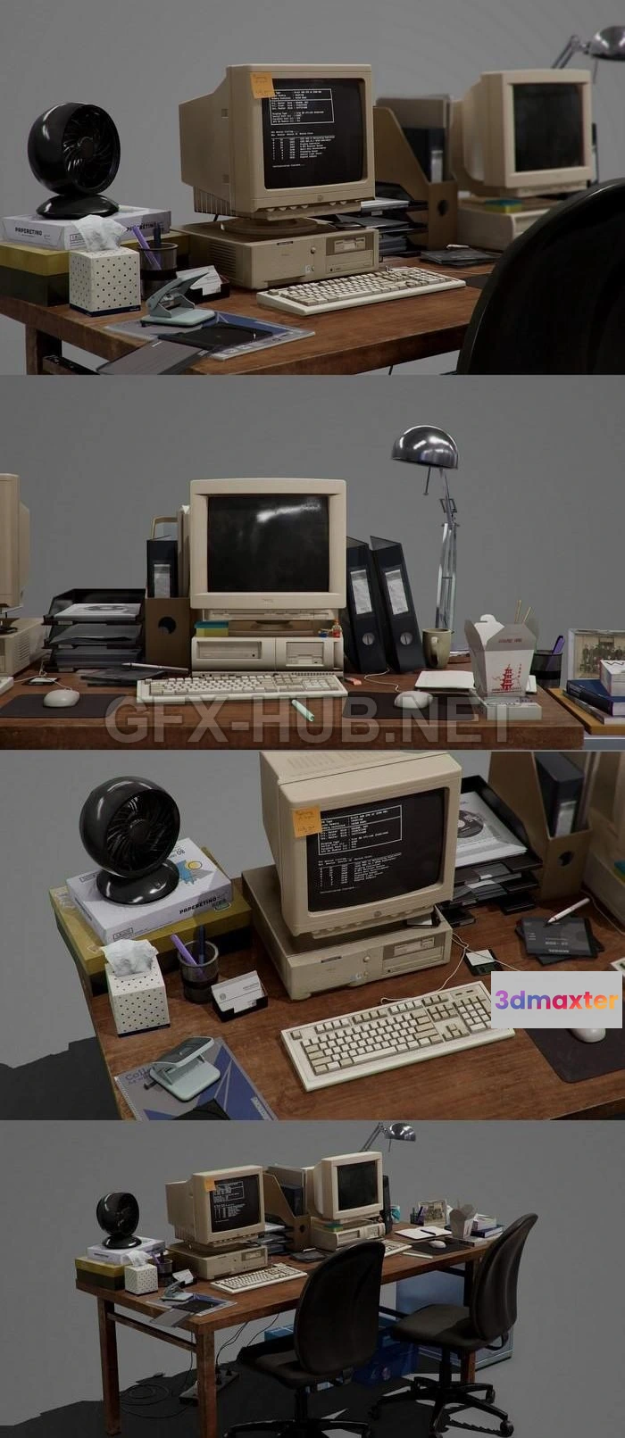 1181978 - PBR Game 3D Model - 90s Workplace