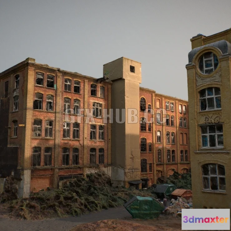 1182018 - PBR Game 3D Model - Abandoned Building