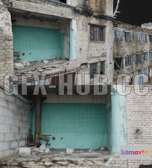 1182020 - PBR Game 3D Model - Abandoned Collapsed Building