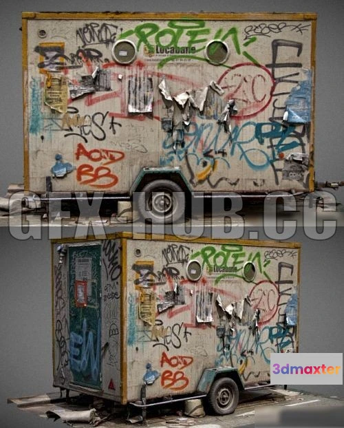 1182036 - PBR Game 3D Model - Abandonned prefab cabin PBR