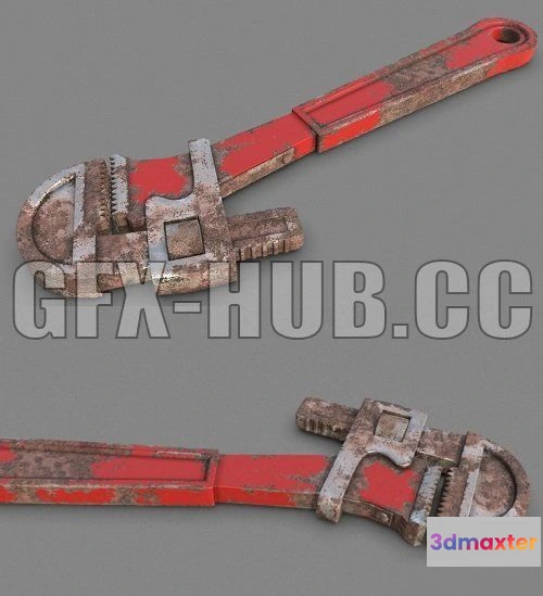 1182068 - PBR Game 3D Model - Adjustable pipe wrench