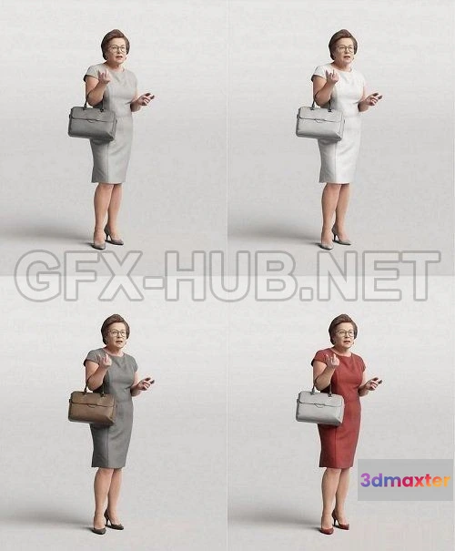 1182100 - PBR Game 3D Model - Aged Woman Standing and Talking