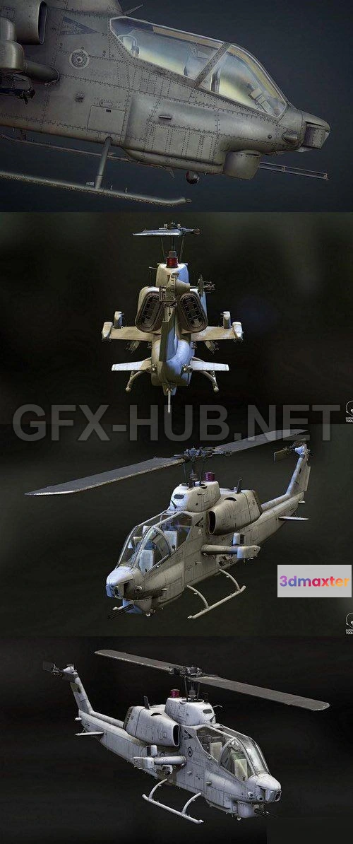 1182104 - PBR Game 3D Model - AH-1W Supercobra Attack Helicopter
