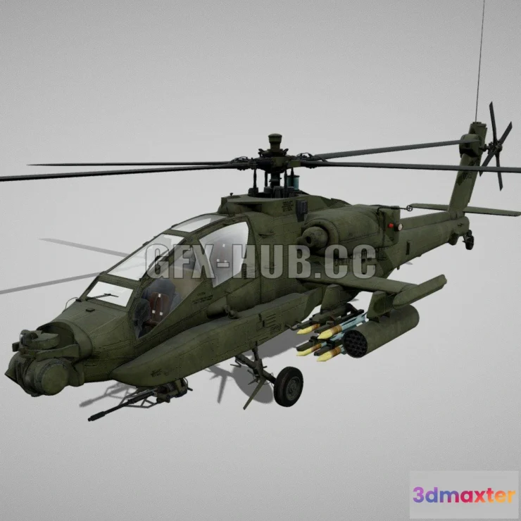 1182106 - PBR Game 3D Model - AH-64A Apache Helicopter