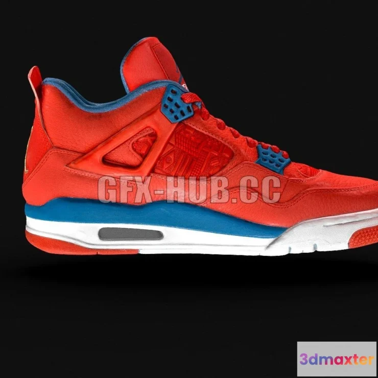 1182134 - PBR Game 3D Model - Air Jordan Retro 4 SE RED
