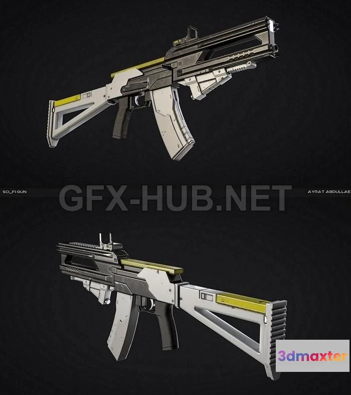 1182220 - PBR Game 3D Model - Altered Carbon Sci-fi Gun