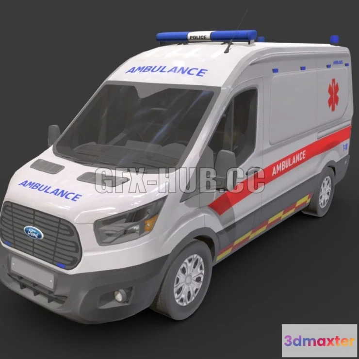 1182230 - PBR Game 3D Model - Ambulance car