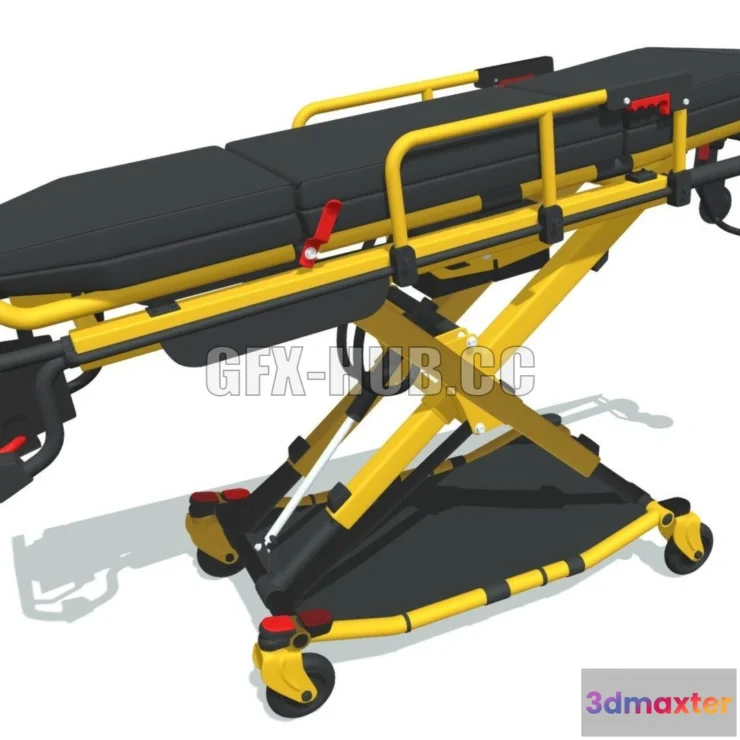 1182234 - PBR Game 3D Model - Ambulance Stretcher Trolley