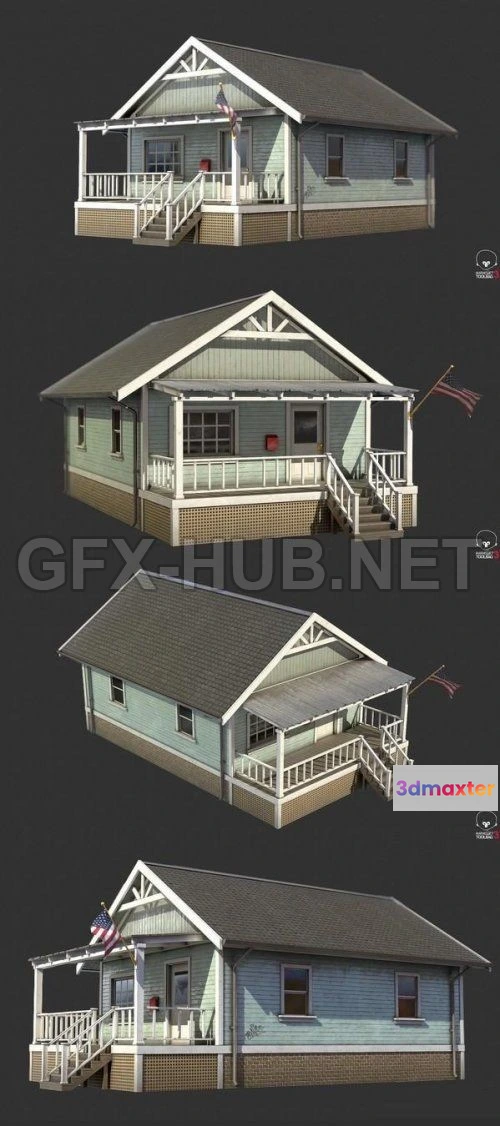 1182240 - PBR Game 3D Model - American House