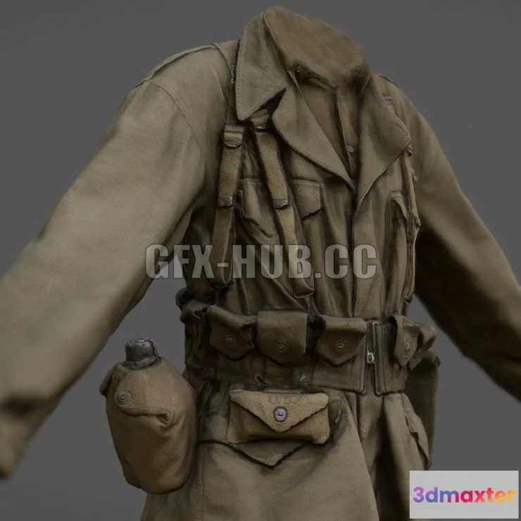 1182244 - PBR Game 3D Model - American Uniform WW2