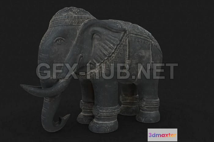 1182276 - PBR Game 3D Model - Ancient Elephant Statue