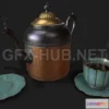 1182336 - PBR Game 3D Model - Antique Copper Teapot PBR