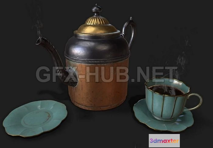 1182336 - PBR Game 3D Model - Antique Copper Teapot PBR