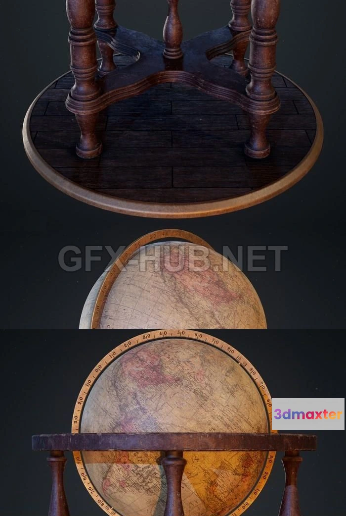 1182338 - PBR Game 3D Model - Antique Globe