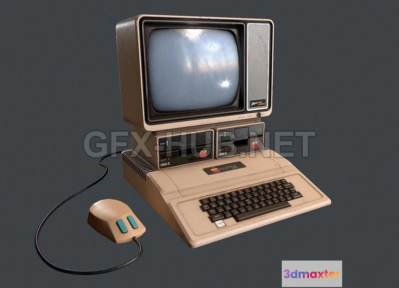1182392 - PBR Game 3D Model - Apple II Computer PBR