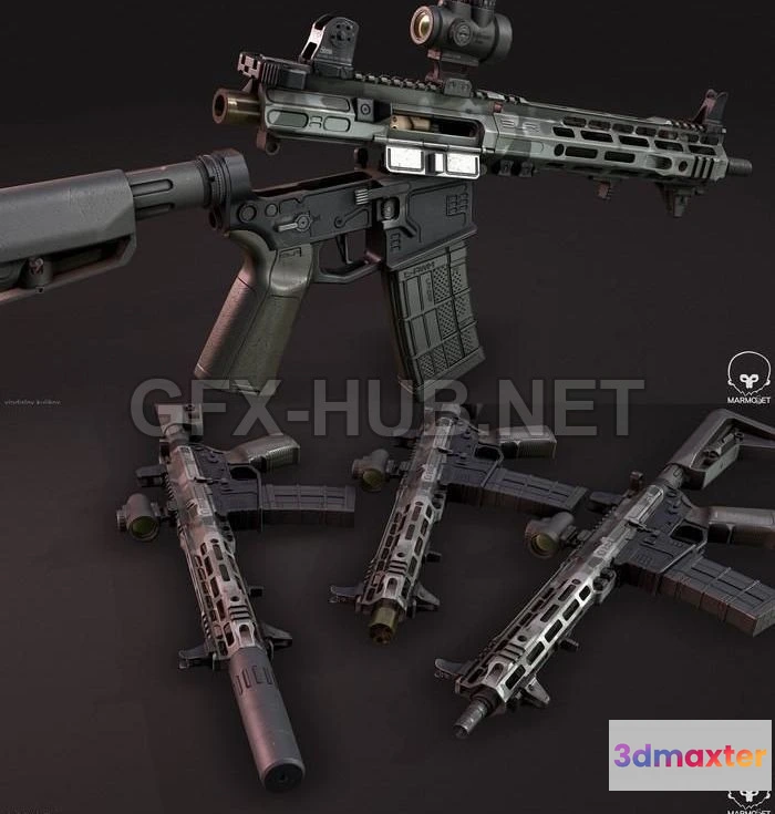 1182412 - PBR Game 3D Model - AR-15 SLR Rifleworks