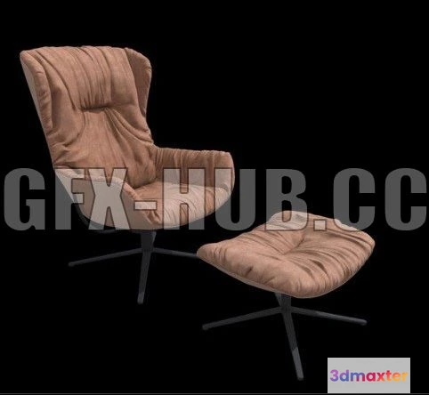1182424 - PBR Game 3D Model - Armchair Leya Wingback Replica