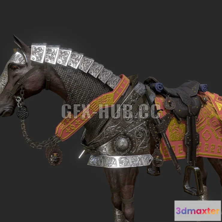 1182434 - PBR Game 3D Model - Armored horse