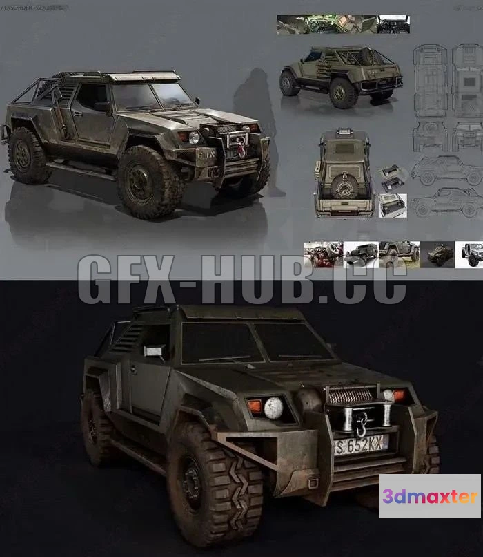 1182438 - PBR Game 3D Model - Armored SUV PBR