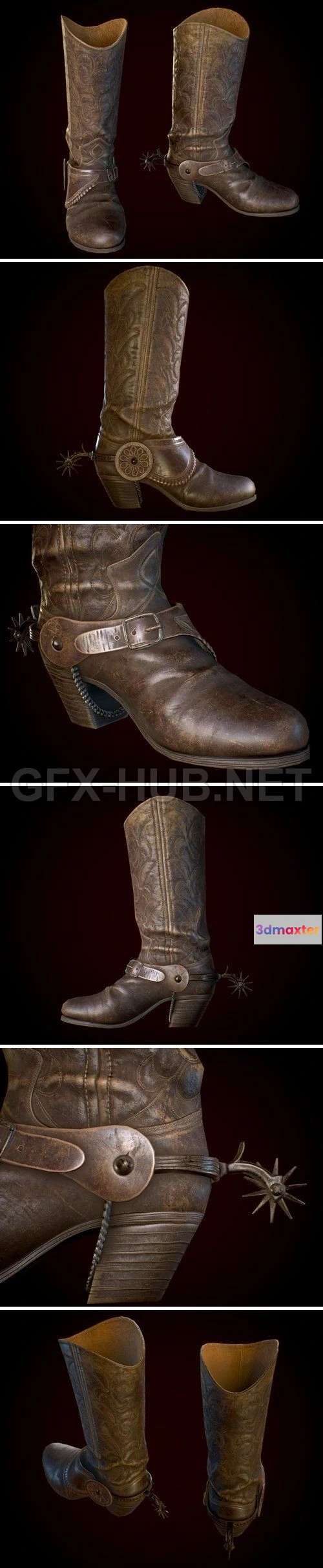 1182460 - PBR Game 3D Model - ArtStation - Cowboy boots