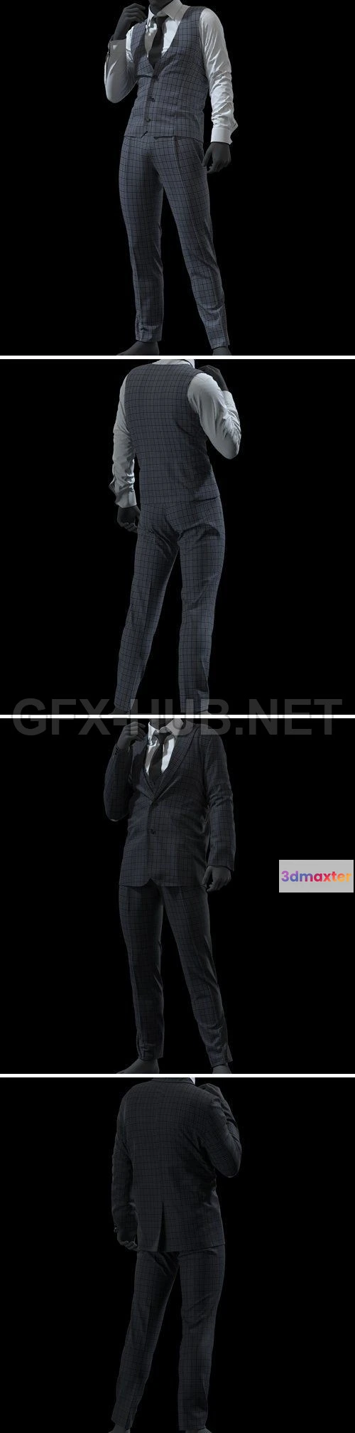 1182476 - PBR Game 3D Model - ArtStation - Mens - Check Suit Set