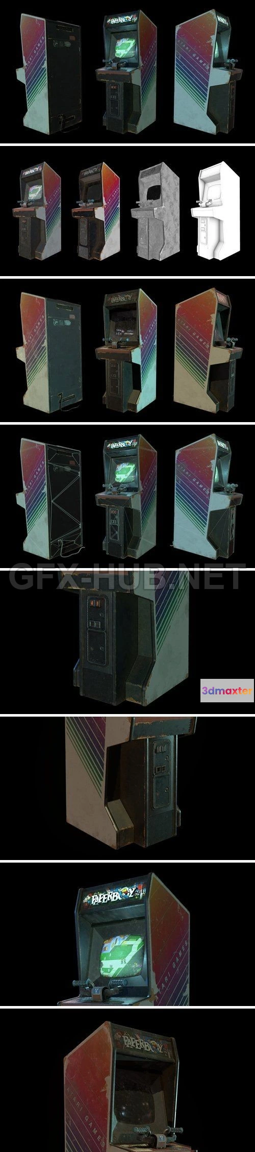 1182478 - PBR Game 3D Model - ArtStation - Paperboy Arcade Game