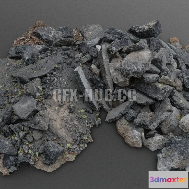 1182514 - PBR Game 3D Model - Asphalt debris heap