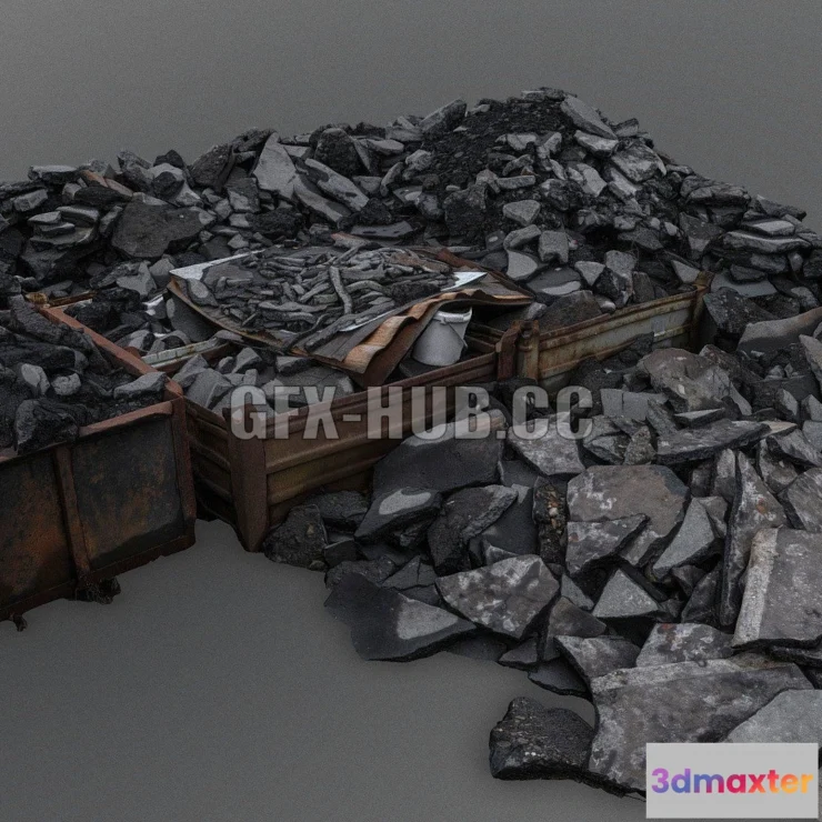 1182516 - PBR Game 3D Model - Asphalt junkyard