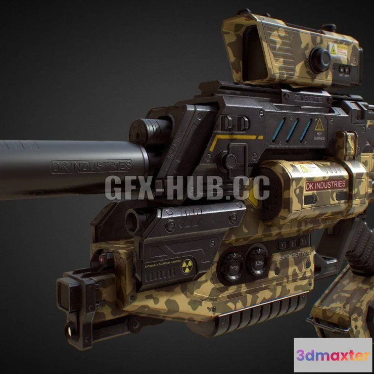 1182534 - PBR Game 3D Model - Assault Plasma Gun (Cammo Skin 2)
