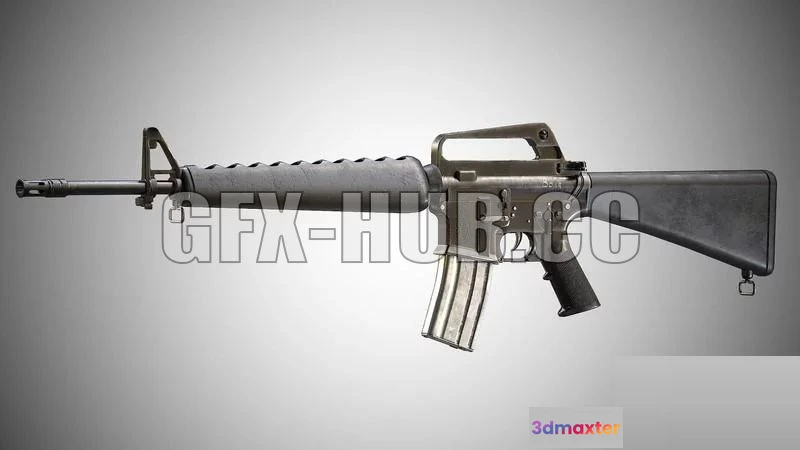 1182538 - PBR Game 3D Model - Assault rifle M16A1